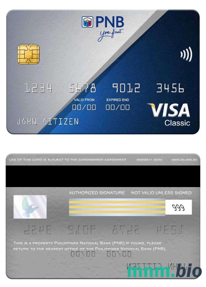 Philippines National Bank (PNB) visa klasyczny karta przykład w formacie PSD